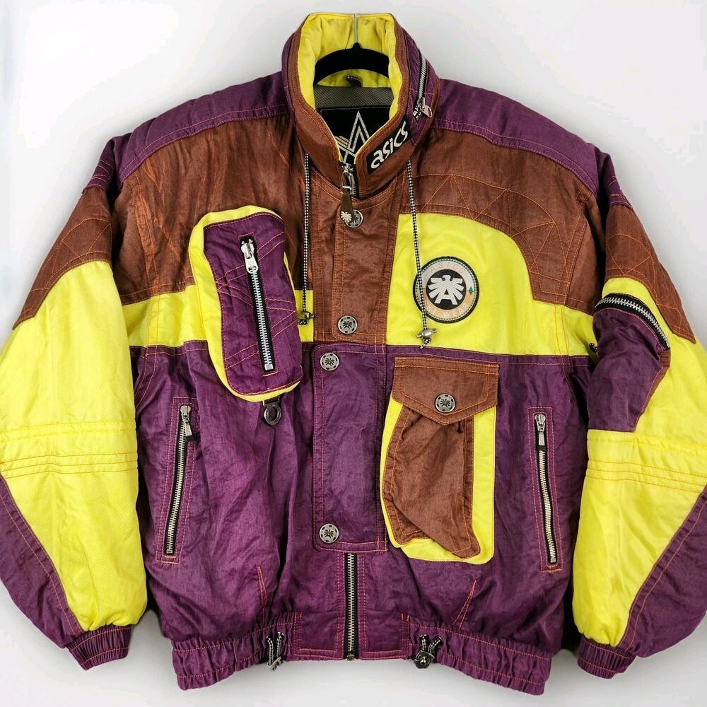 ASICS Vintage Ski Jacket Size M/L US Purple Brown Retro Made In Japan Ski Wear